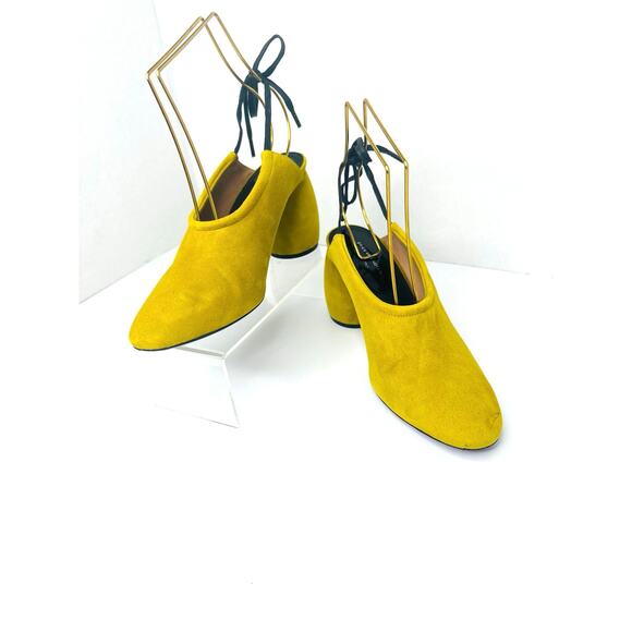 Dries Van Noten Yellow Mustard Suede Mules Slip-On Block Heel Designer EU 37 - Picture 7 of 10